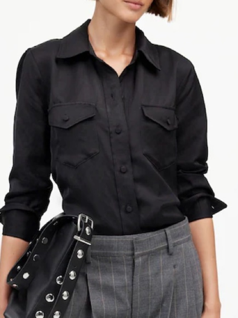 NWT Madewell Black Western Shirt in Linen Blend size 8